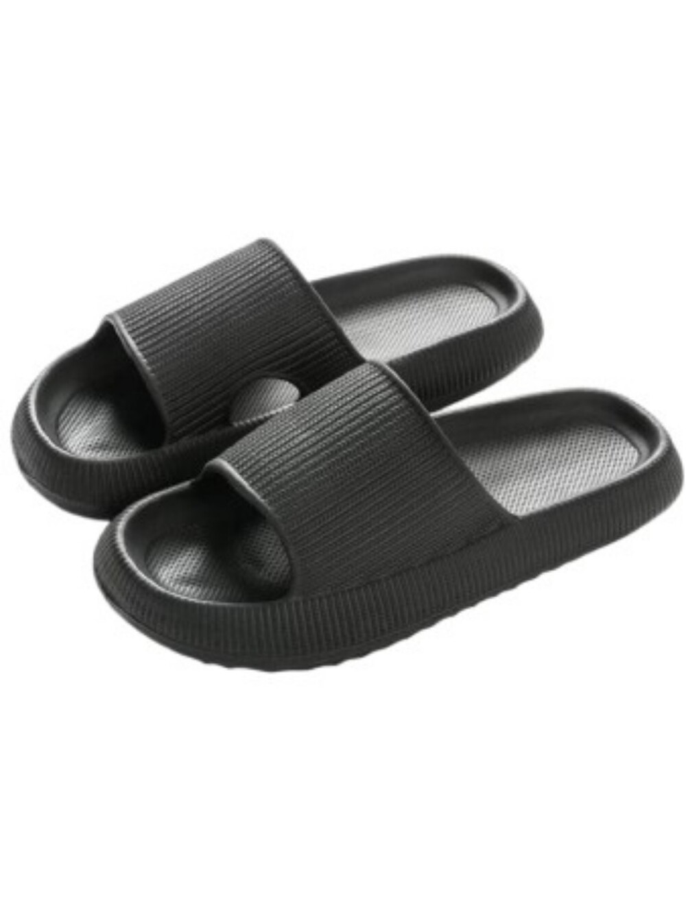 Black Pillow Ultra Soft Slippers Slides Sandals  Sz 38/39 (US 7.5/8)